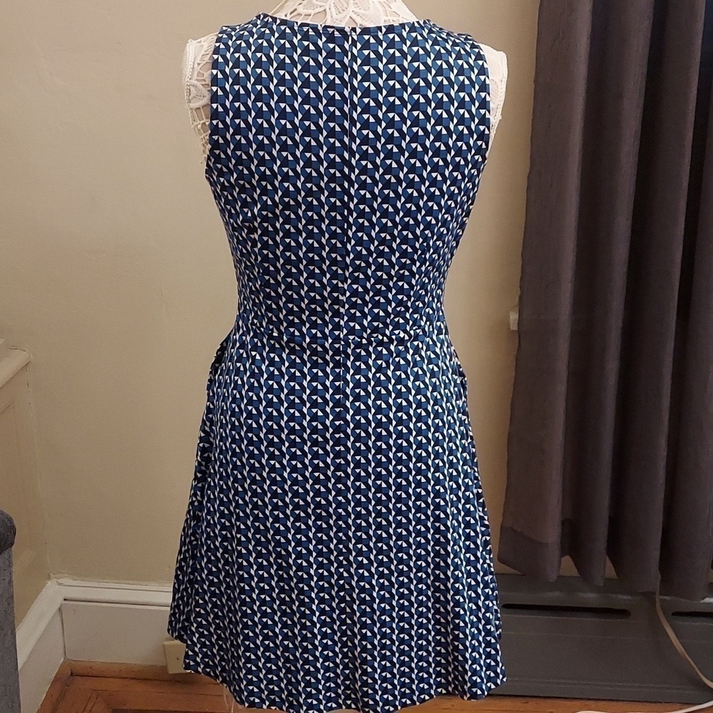 NEW YORK AND CO Geometric Print Pullover Sleeveless Fit and Flare Cotton Dress M - Picture 8 of 11